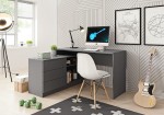 Grafitowe Duże Praktyczne Biurko z Szafką MATEO