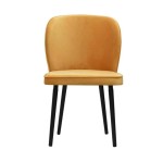 Musztardowe Krzesło Tapicerowane NEVE z toczonymi nogami