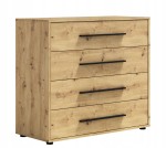 Komoda Maxione 4SZ z szufladami dąb artisan/biała/czarna/kaszmir
