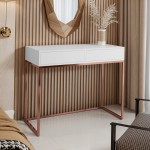 Toaletka konsola biała stelaż miedz