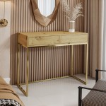 Toaletka konsola dąb wotan złoty stelaż