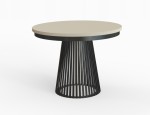Stół Lamel loft okrągły rozkładany 120-200 cm metalowy industrialny podstawa czarna