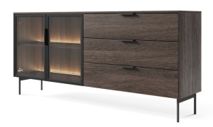 Komoda dwudrzwiowa przeszklona Lumi z oświetleniem 181 cm dąb dunin