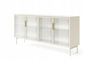 Przeszklona Komoda LUMI 181 4D z oświetleniem LED kaszmir