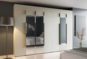 Modułowa Szafa Olek 350 cm metalowe uchwyty front z lustrem