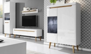 Zestaw Mebli do Salonu białe połysk FIORD 2